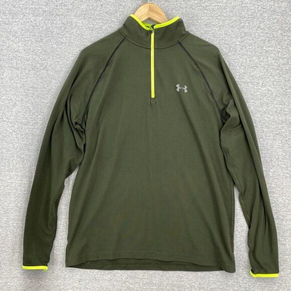 Under Armour Pullover Men Large Green 1/4 Zip Run Fitted Jacket Long Sleeve - Picture 2 of 13